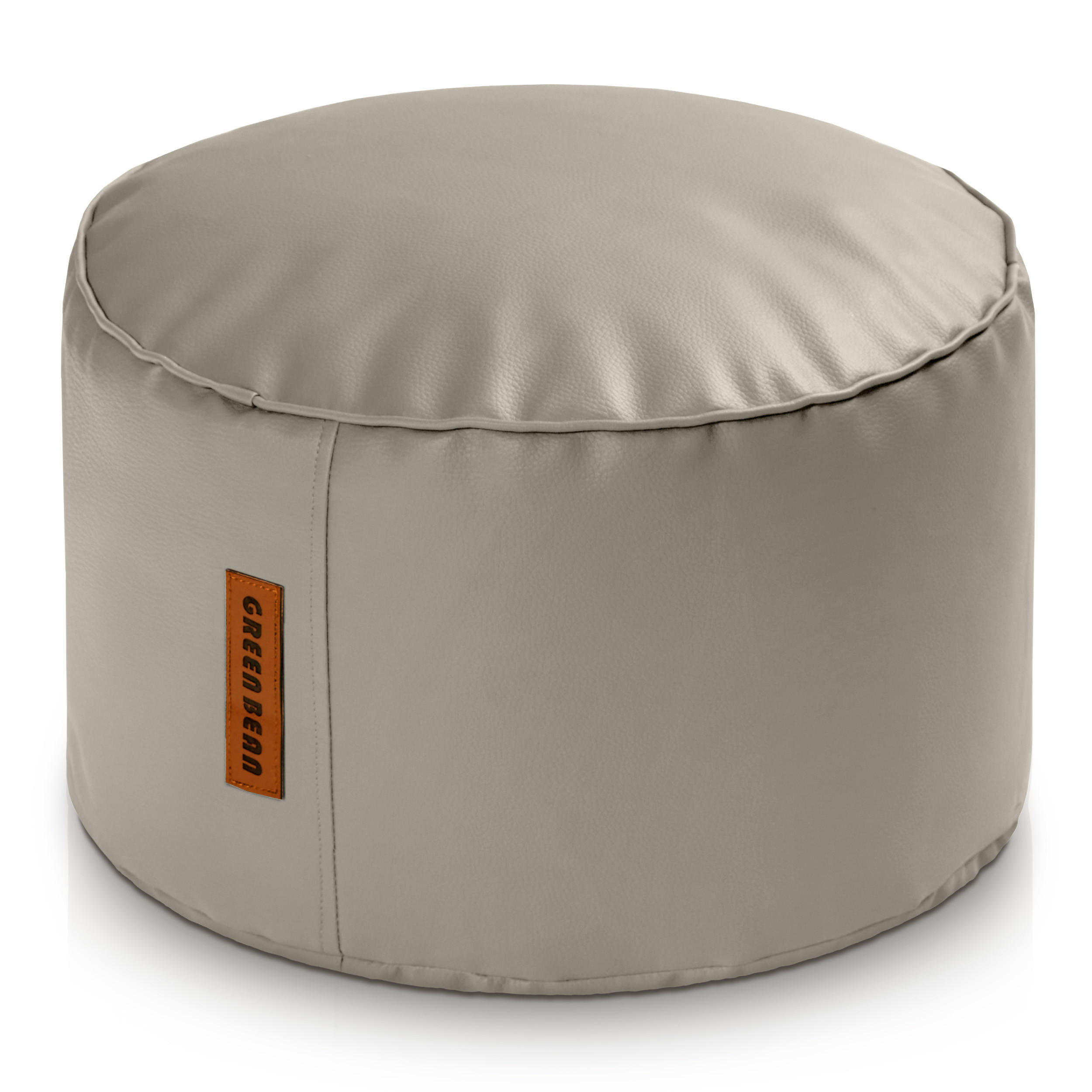 INDOOR HOCKER Stay rund Kunstleder - Hellbraun, Textil (43/30/30cm) - Green Bean
