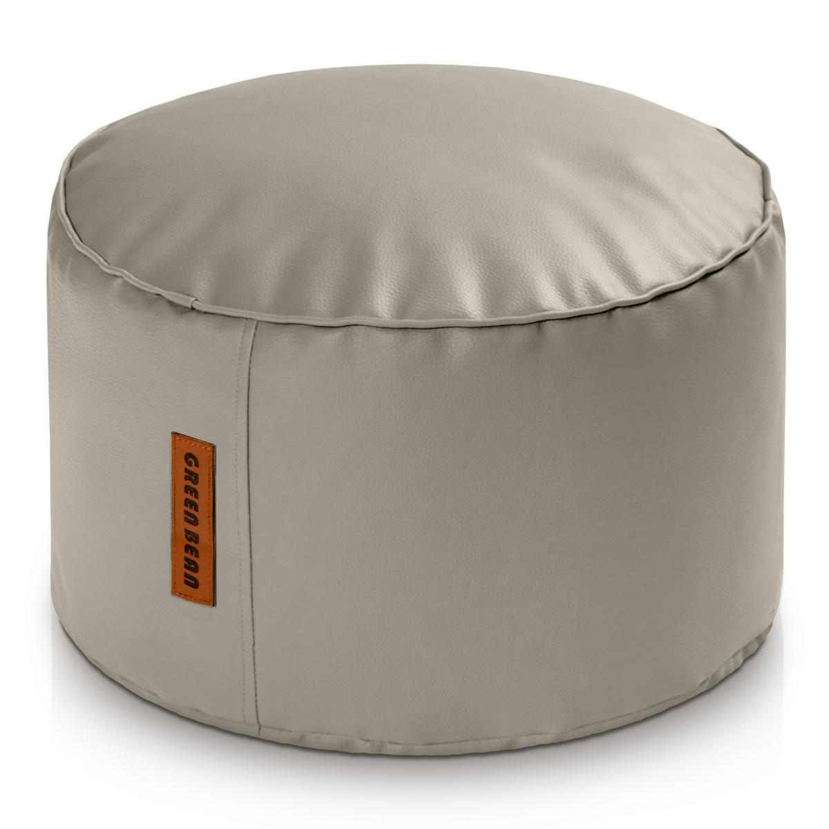 INDOOR HOCKER Stay rund Kunstleder - Hellbraun, Textil (43/30/30cm) - Green Bean