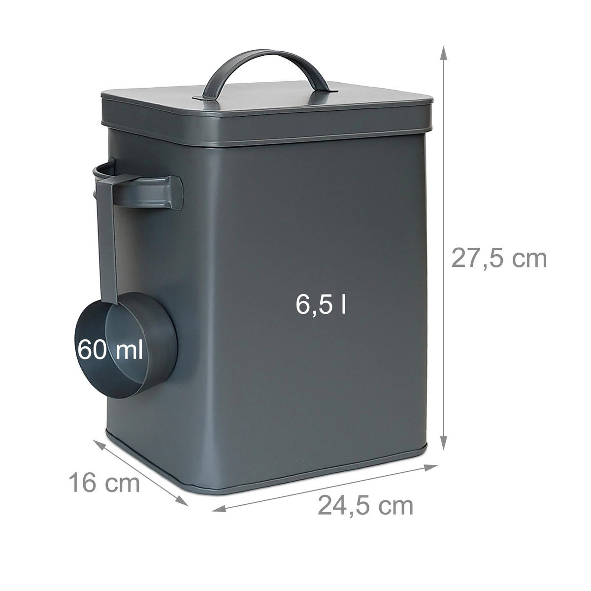 METALLBOX - Anthrazit, Kunststoff/Metall (24.5/27.5/16cm) - Relaxdays