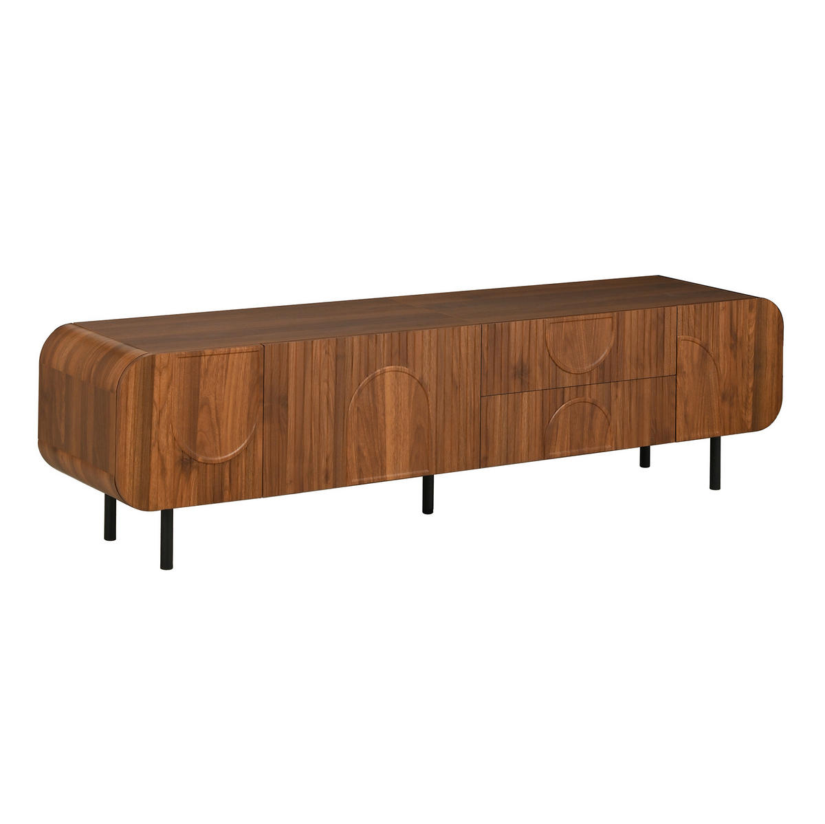 TV-ELEMENT mit 3 Türen und 2 Schubladen 180 cm MDF Nussbaum - Braun, Holzwerkstoff (40/47.5/180cm) - Beauniv