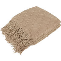 STRICKDECKE - 127 × 180 cm - Khaki - Greige, Textil (127/180cm)