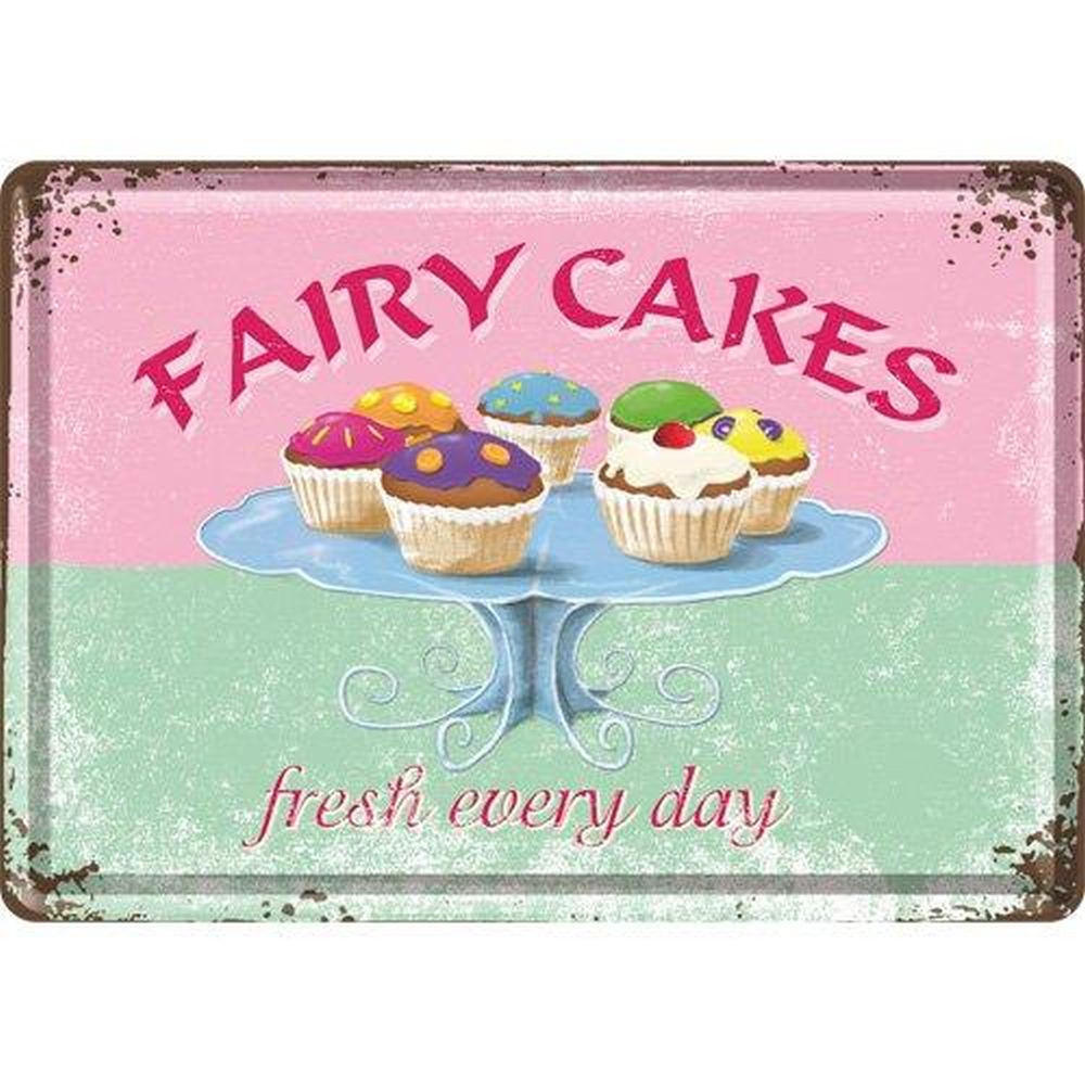 MINIBLECHSCHILD 10/14 cm Home & Country Fairy Cakes Fresh every Day - Multicolor, Metall (14/10/0.1cm) - Nostalgic-Art