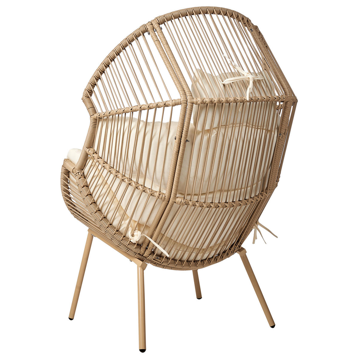 GARTENSTUHL Beige Murano - Beige/Naturfarben, Kunststoff (89/130/93cm) - Beliani