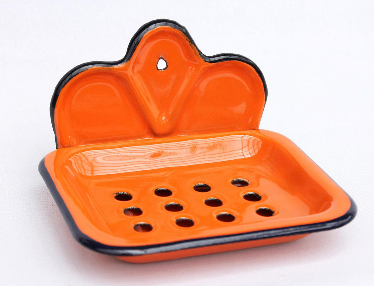 SEIFENHALTER emailliert 13 cm Orange - Orange, Glas (13/7/11cm) - DanDiBo