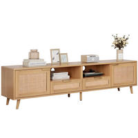TV Lowboard Rattan, viel Stauraum, Holz - Braun, Holz (200/48/37cm)