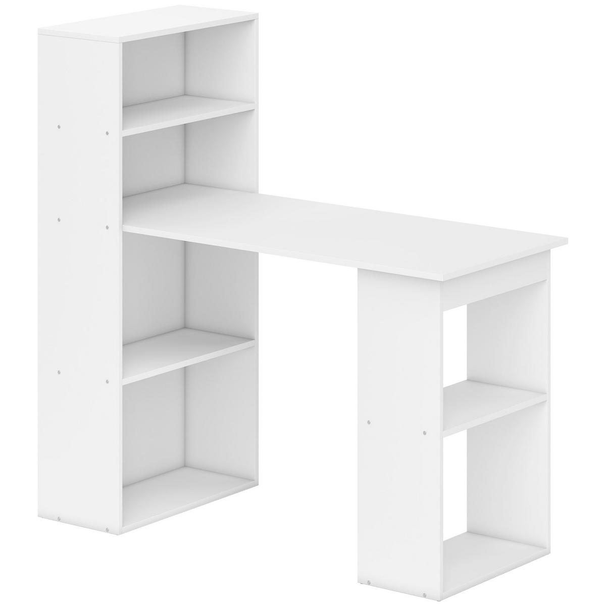 SCHREIBTISCH DE-14844 mit 6 offenen Fächern Weiß - Weiß, Holzwerkstoff (120/55/120cm) - ComfortXL