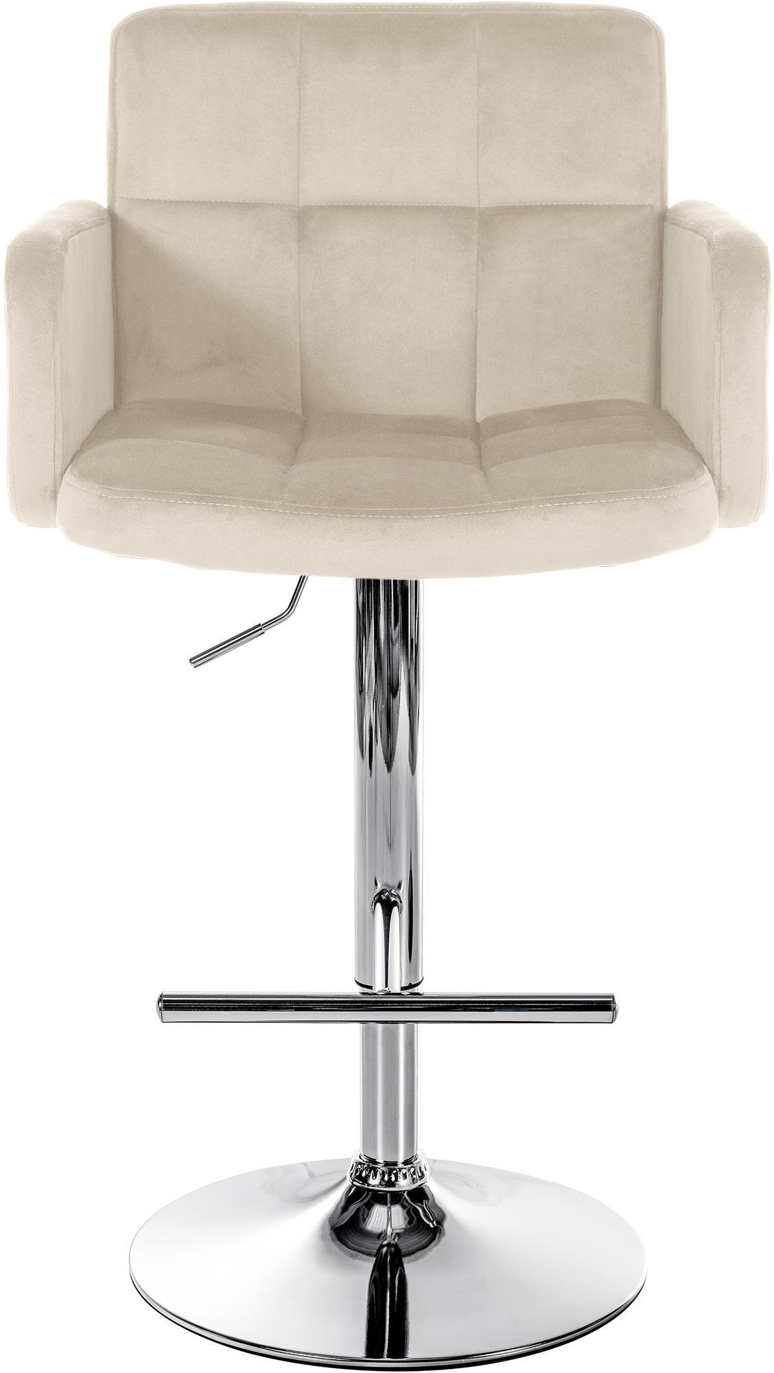 BARHOCKER 2er Set Sutun Samt Creme Silber - Creme, Textil/Metall (60/93/56cm) - DELUKE