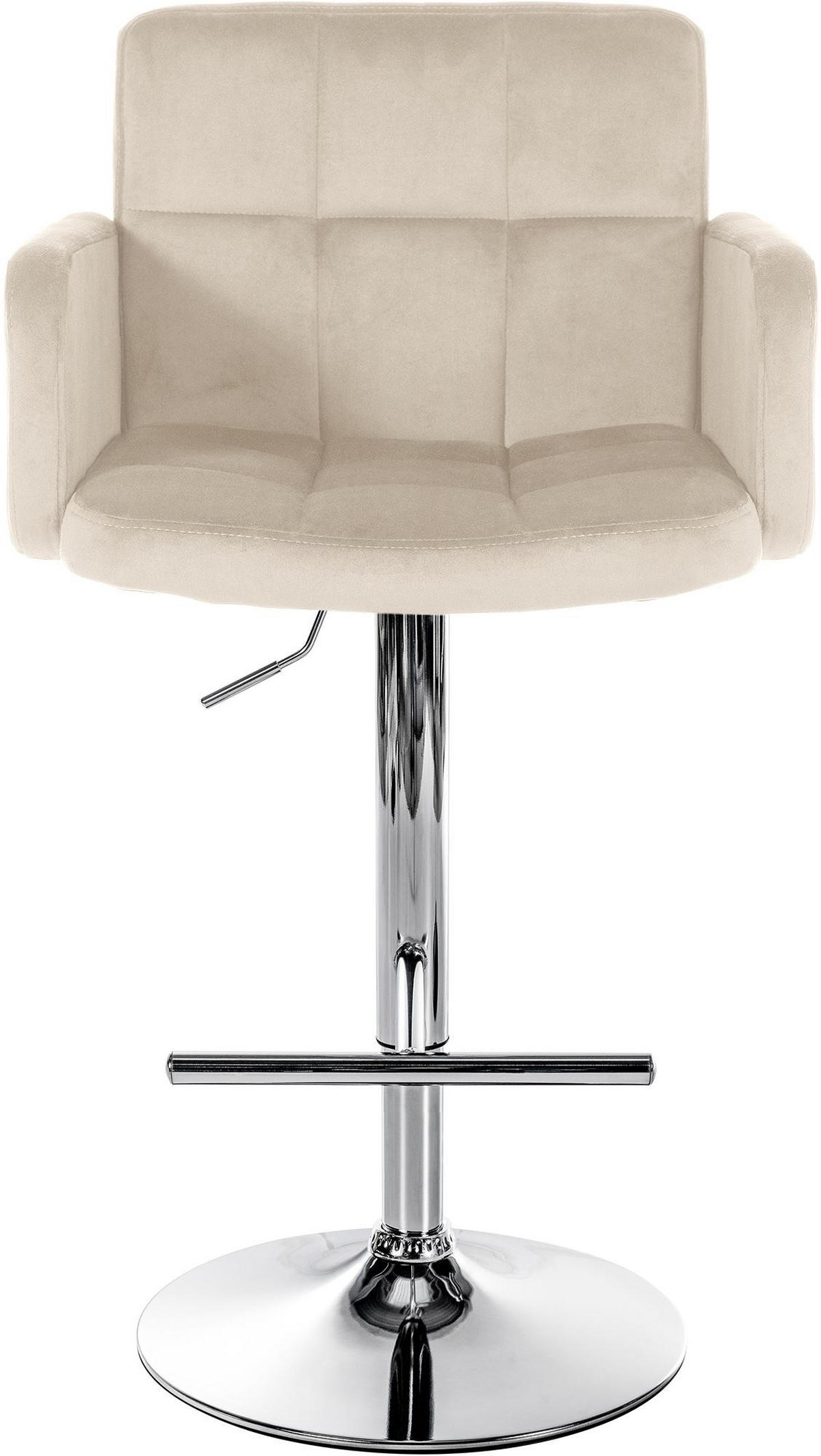 BARHOCKER 2er Set Sutun Samt Creme Silber - Creme, Textil/Metall (60/93/56cm) - DELUKE