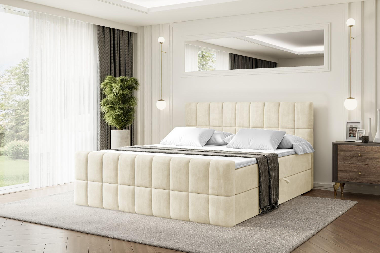 BOXBETT MIAMI-Z - 120x200 cm - H3 - Beige - Beige, Holzwerkstoff (120/200cm) - ALTDECOR