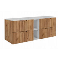 WASCHBECKUNTERSCHRANK VENA 140 cm mit Arbeitsplatte Farbe: Mattweiß mit einem Regal Gerillte Vorderseite Eichen Craft - Eichefarben/Weiß, Holzwerkstoff (140/58/46cm) - Rodan