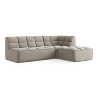 ECKSOFA Beidseitig Samt Stoff Grau - Taupe/Schwarz, Kunststoff/Textil (258/178cm) - LaMiaSofa