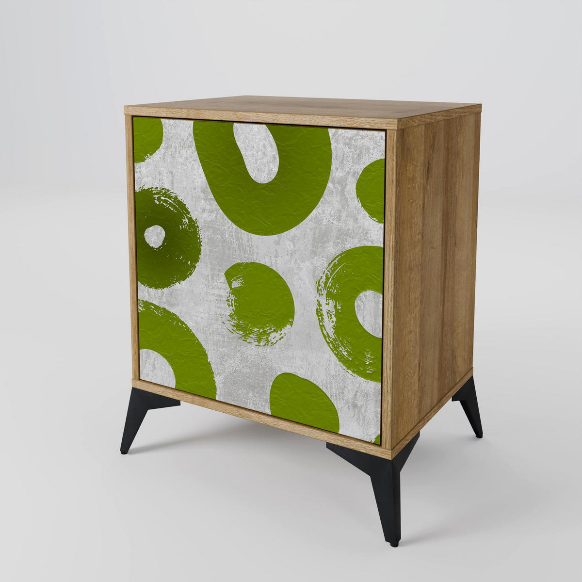 SIDEBOARD GREEN RHAPSODY, Eichefarben, 57,5x42x72,5 cm, Schwarze Metallfüße - Eichefarben/Multicolor, Holzwerkstoff/Metall (57.5/72.5/42cm) - SpaceRebels