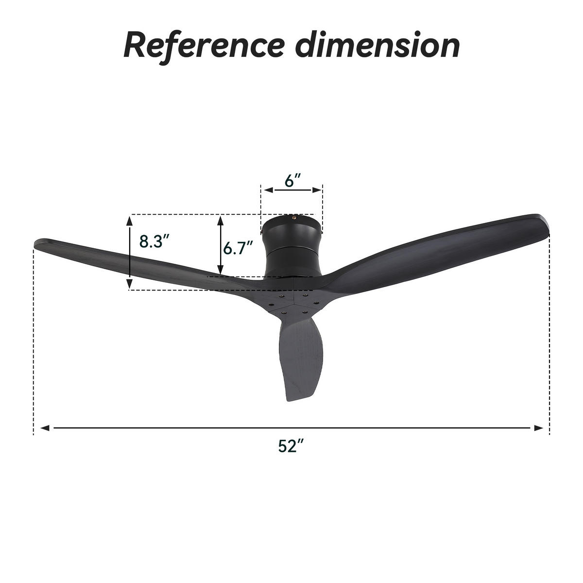DECKENVENTILATOR 52Zoll Schwarz Ohne Licht Massivholz Flügel Schlafzimmer - Schwarz, Kunststoff (132.08/132.08/28.5cm) - CASIVA