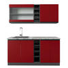 SINGLEKÜCHE R-Line Rot/Anthrazit 160 cm, AP Marmor - Anthrazit/Rot, Holzwerkstoff (160/81.6/60cm) - Vicco