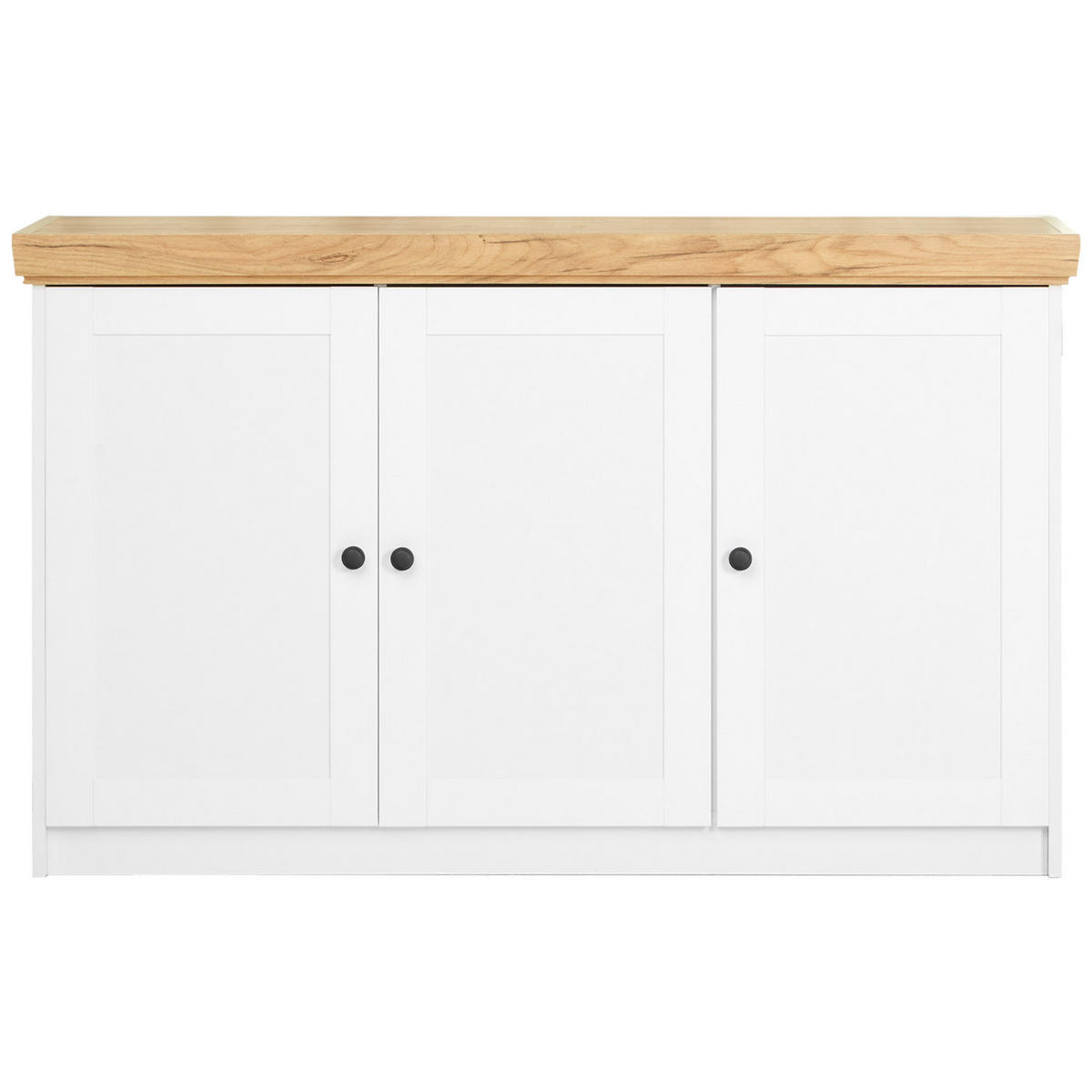 SIDEBOARD 134/82/41 cm weiß Eiche - Schwarz/Weiß, Holz/Metall (134/82/41cm) - Homestyle4u