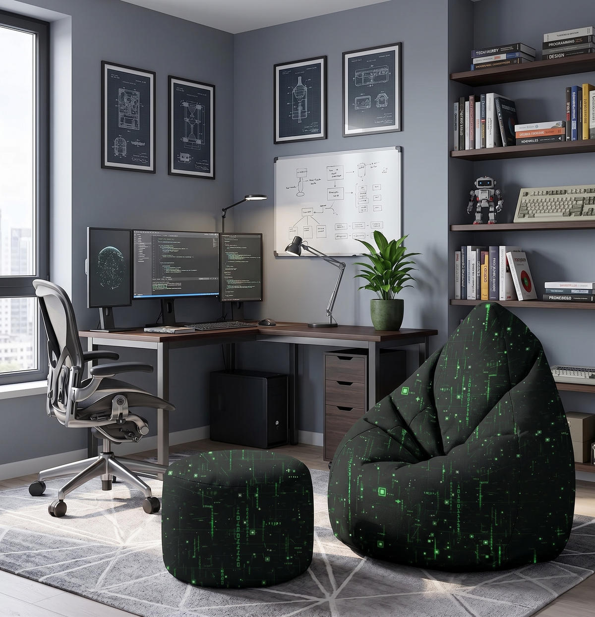 SITZSACK PEARSHAPE MIT FUßSTÜTZE Velvet 2-tlg Cyberpunk M - Jadegrün, Textil (70/120/70cm) - Dreamroots