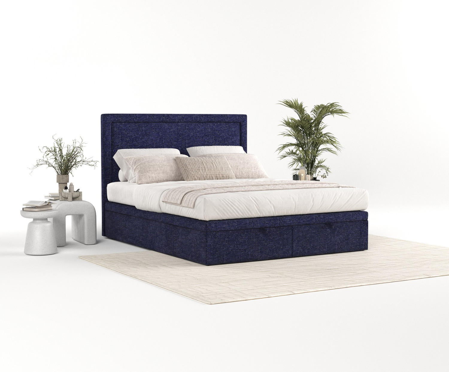 POLSTERBETT Salma mit Stauraum 200/200 cm Marineblau im Alta Stoff - Schwarz/Dunkelblau, Holz/Holzwerkstoff (200/200cm) - AltaBeds