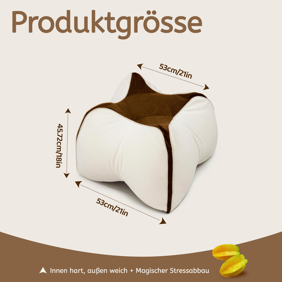 KISSEN Carambola Mehrere Funktionen - Beige/Braun, Textil (53/53cm) - Vercart