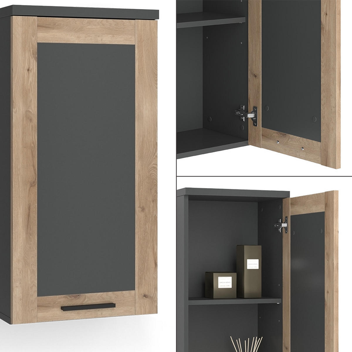 HÄNGESCHRANK Niko Anthrazit/Viking Oak 40.3 x 79.6 cm - Anthrazit, Holzwerkstoff (40.3/79.6/27.9cm) - Vicco