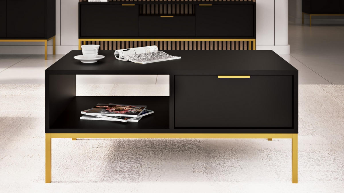 COUCHTISCH Austin_80 60/45/80 - Goldfarben/Schwarz, Holzwerkstoff (80/60/45cm) - RAUMHIRSCH FURNITURE