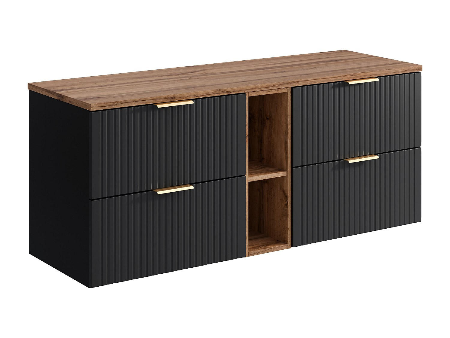 Vente-Unique Waschbeckenunterschrank Schwarz 140x57x46 cm