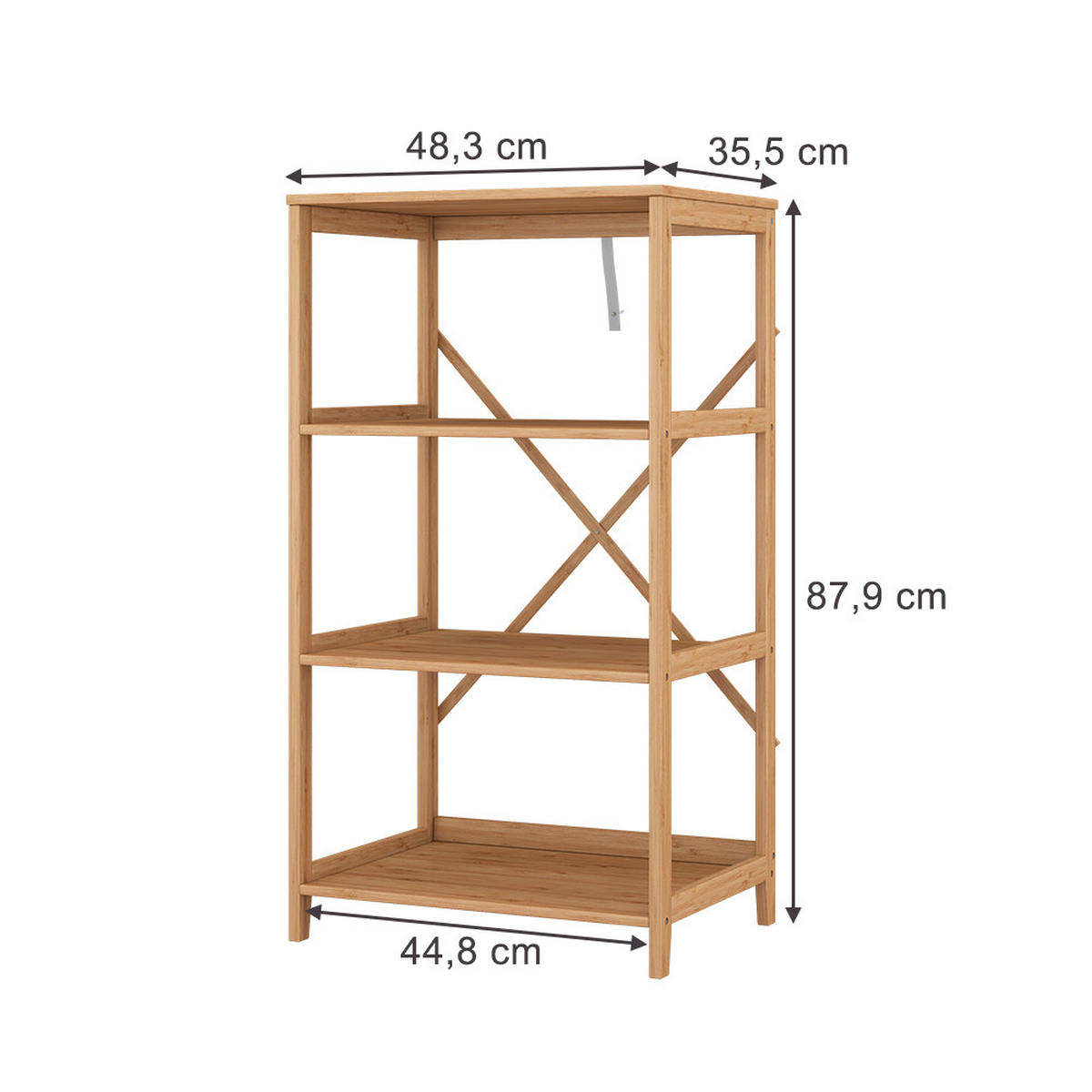 BÜCHERREGAL Novaro Bambus 48.3 x 87.9 cm mit 4 offenen Fächern - Grün, Holzwerkstoff (48.3/87.9/35.5cm) - Vicco