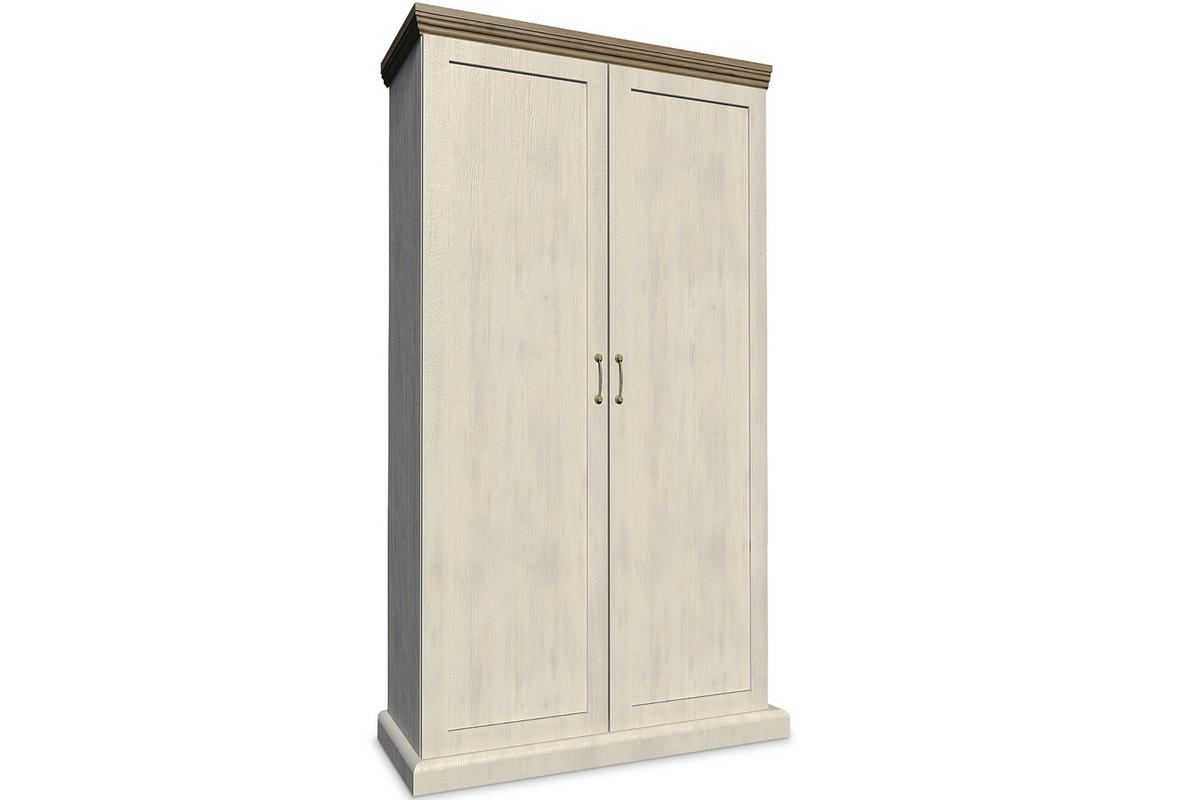 KLEIDERSCHRANK ARVEN mit Kleiderstange, Cremeweiß - Eichefarben/Creme, Holz (97/187/49cm) - KONSIMO®