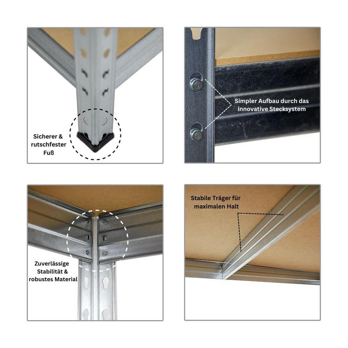 SCHWERLASTREGAL Rivet 2er-Set mit 2x 180x90x60 cm Fachlast 250 kg Verzinkt - Silberfarben, Metall (180/180/60cm) - PROREGAL