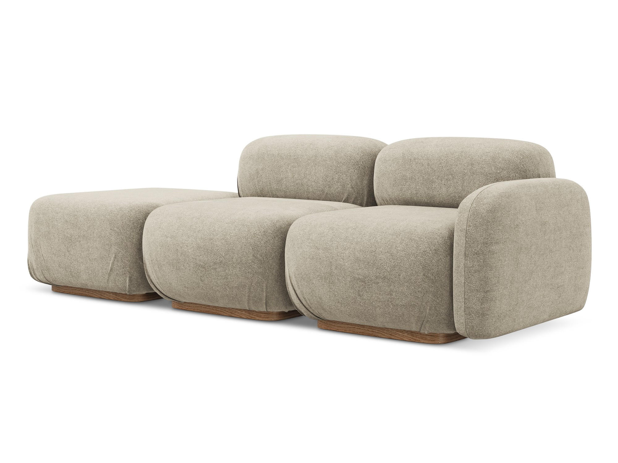 3-SITZER SOFA Links Bouclé Stoff Beige - Beige/Braun, Holz/Textil (95/73/258cm) - Makamii