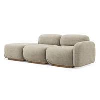 3-SITZER SOFA Links Bouclé Stoff Beige - Beige/Braun, Holz/Textil (95/73/258cm) - Makamii