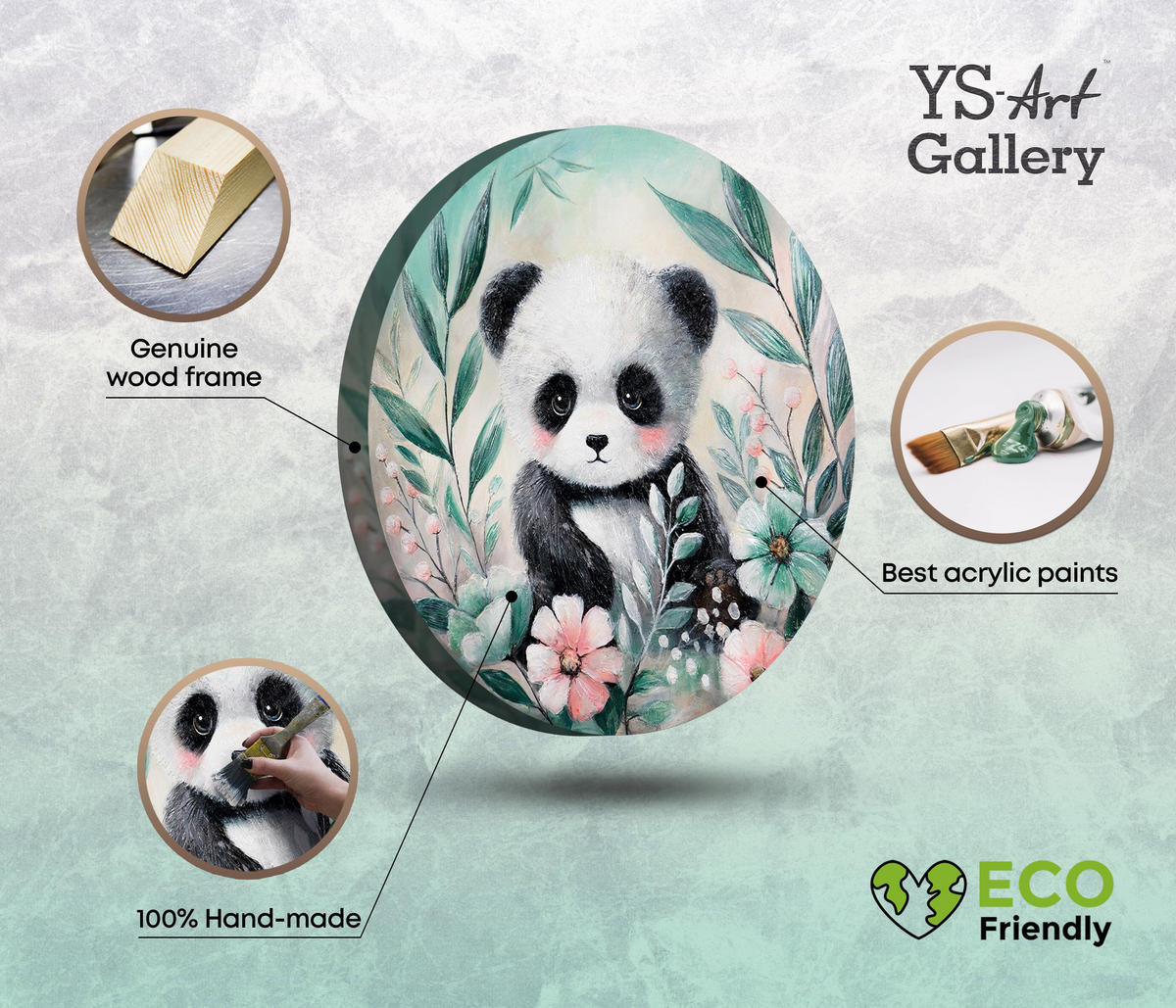 GEMÄLDE Waldpanda auf Keilrahmen 80 cm - Multicolor, Holz (80/80cm) - YS-art gallery