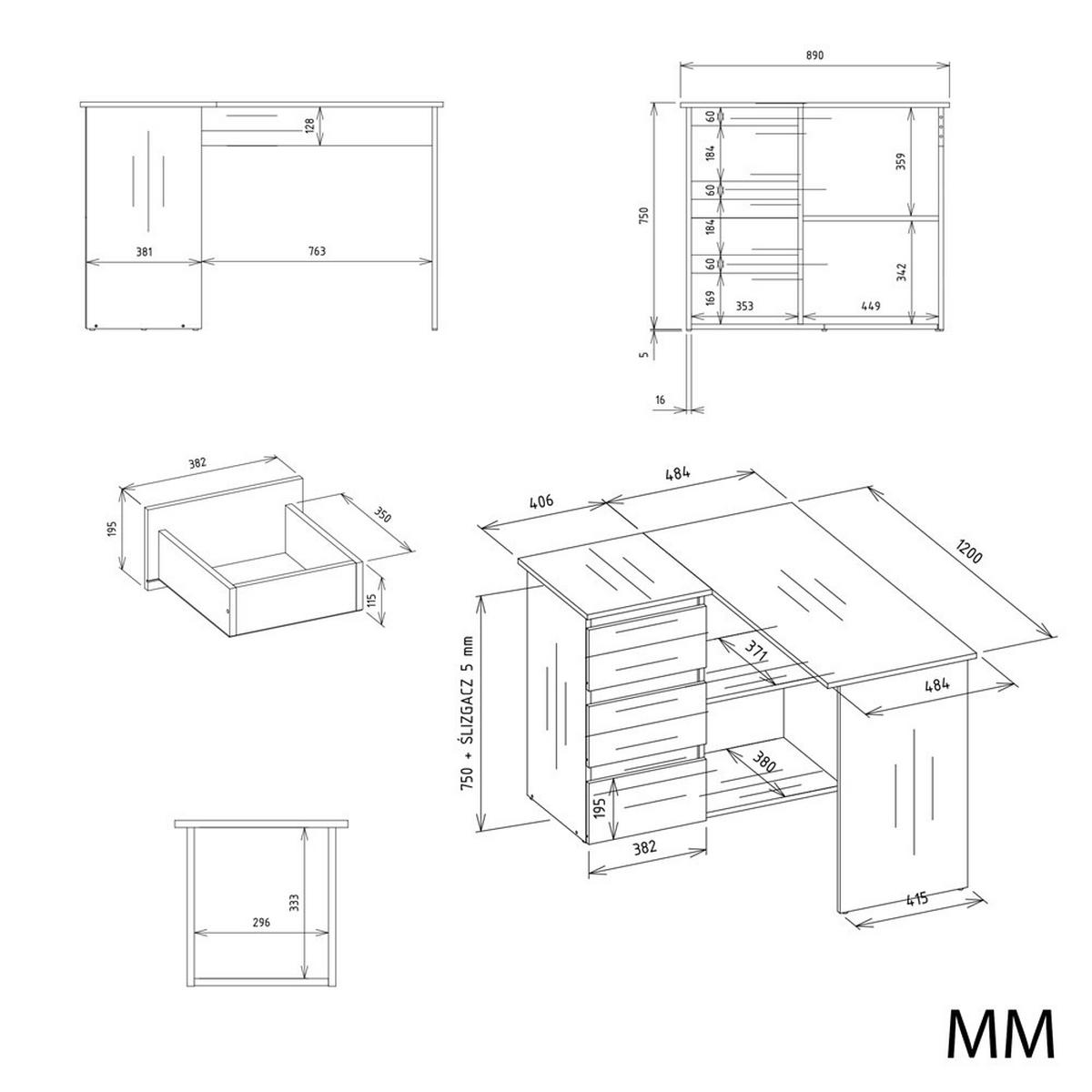 SCHREIBTISCH Weiß, Artisan Eiche 120/75/49 - Weiß/Eiche Artisan, Holzwerkstoff (49/120/75cm) - RAUMHIRSCH FURNITURE