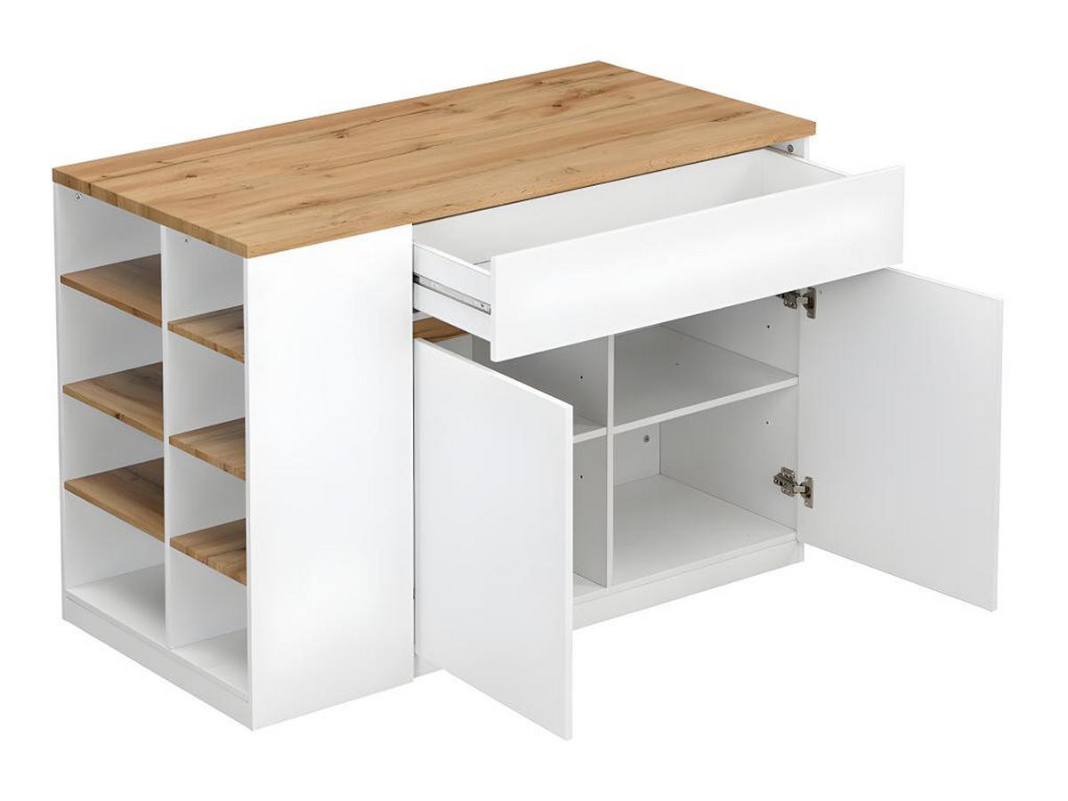 KÜCHENINSEL mit Stauraum - Weiß & Naturfarben - MEILI - Naturfarben, Holz (65/90/130cm) - Vente-Unique