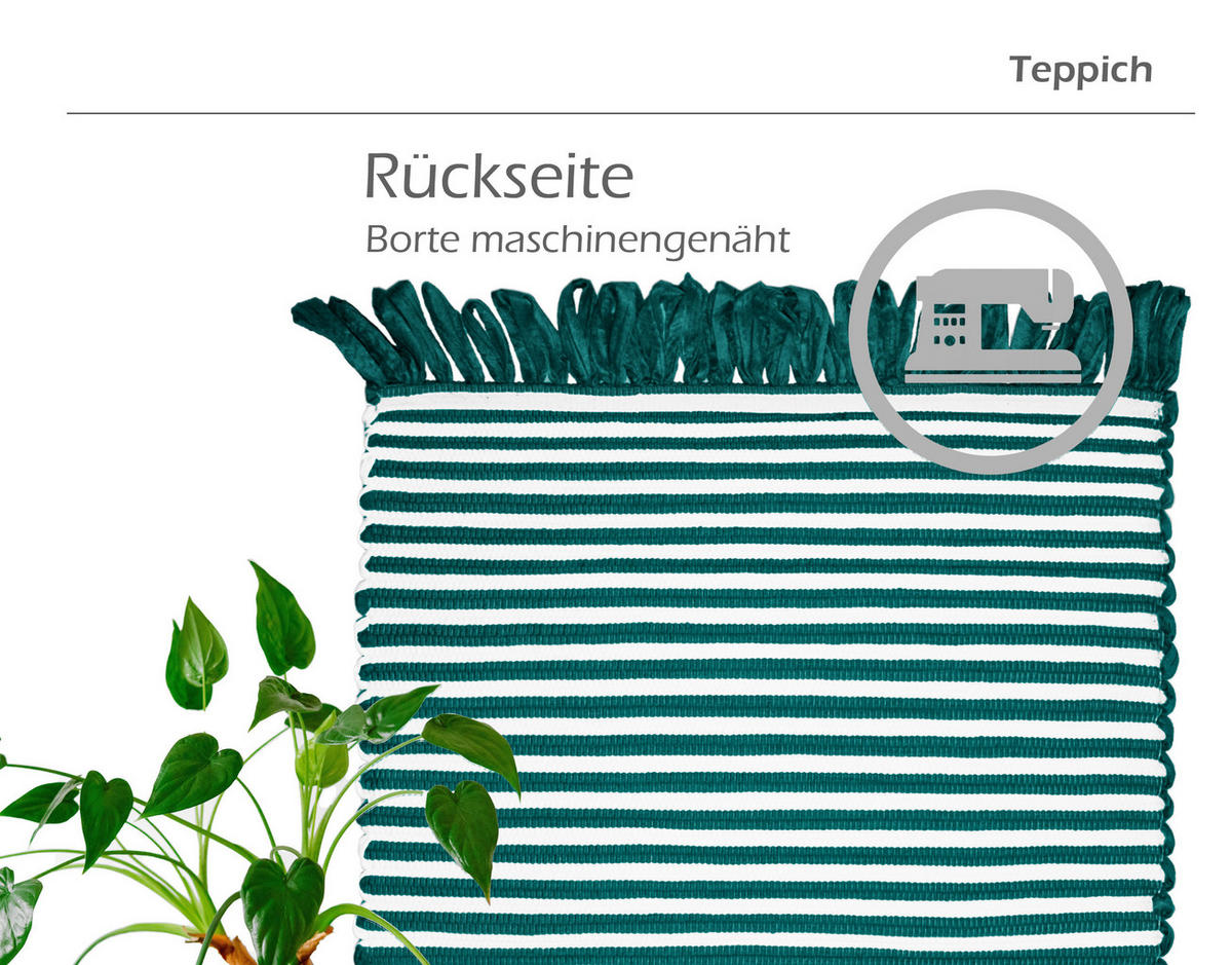 HANDGEWEBTER Läufer 50x70 cm Smaragd - Smaragdgrün, Naturmaterialien/Textil (50/70cm) - Lashuma