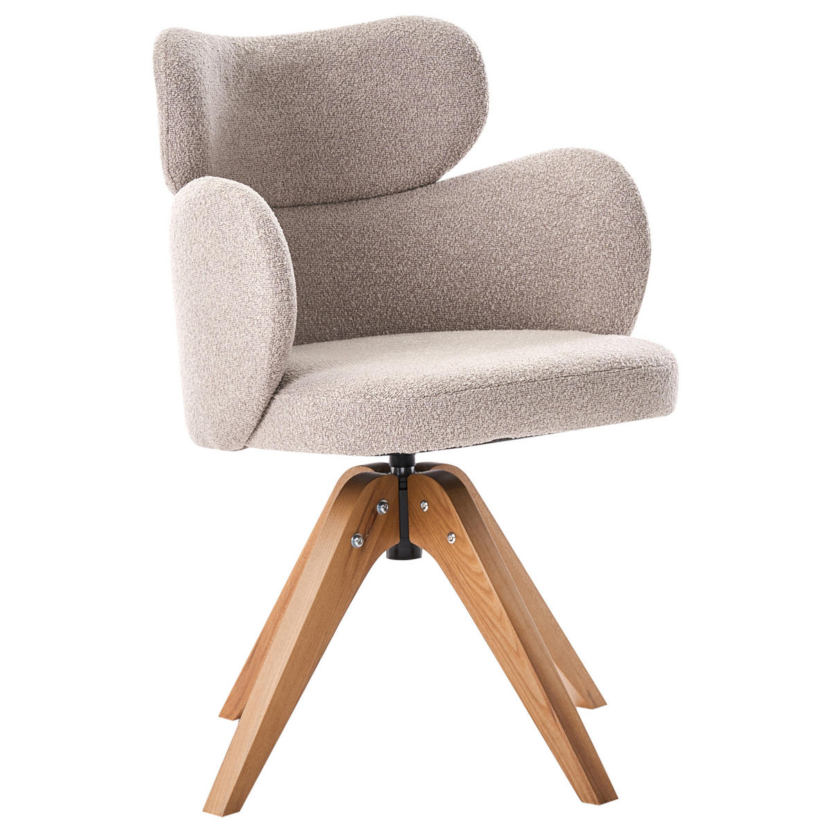 JÍDELNÍ ŽIDLE otočná Bouclé Béžová Marcy - béžová, textil (60/85/66cm) - Beliani