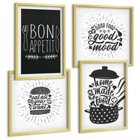 BILDER SET 4er Set - 50x50 cm & 40x60 cm Goldrahmen - Grafiken, Lebensmittel, kulinarische Slogans - Goldfarben, Kunststoff (50/50cm) - TULUP