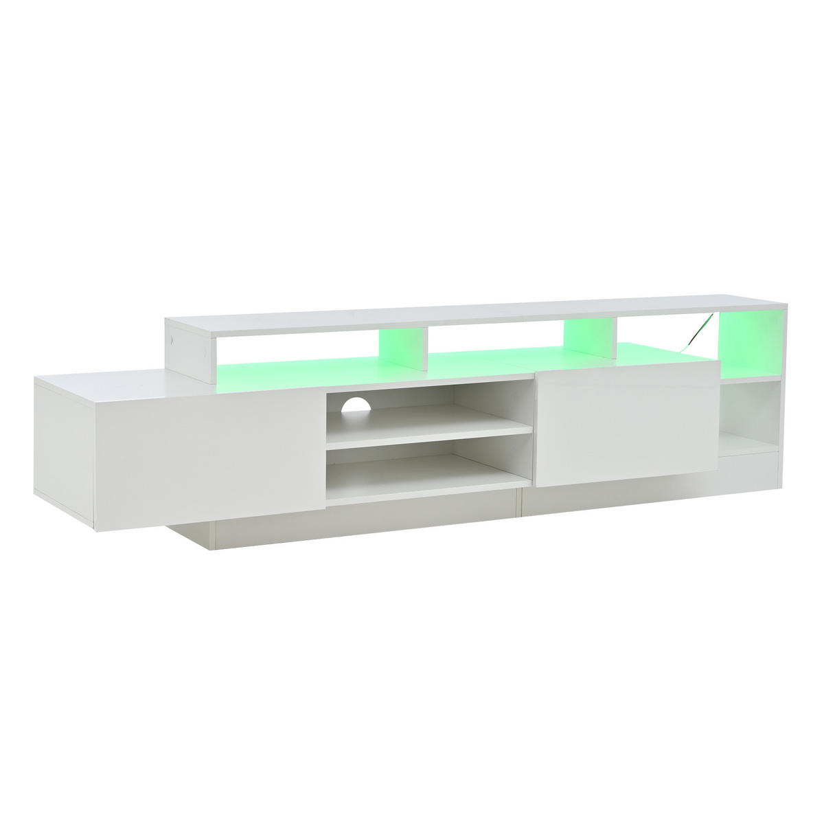 LOWBOARD 190/40/48,5 cm aus Spanplatte mit LED-Beleuchtung und Hochglanzfront Weiß - Weiß, Holzwerkstoff (190/48.5/40cm) - Modenvie