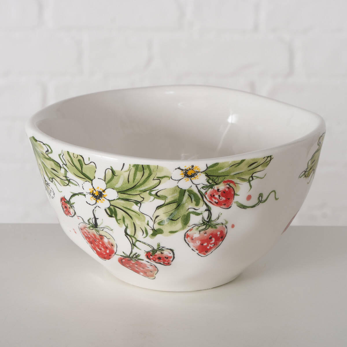 SUPPENSCHÜSSEL Strawberry 540 ml - Rot/Weiß, Keramik (540cm) - Boltze Home
