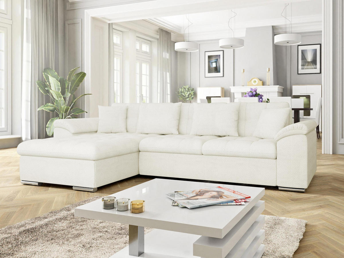 ECKSOFA Diana, Seite: Links - Ecru, Holz/Textil (280/160cm) - MIRJAN24