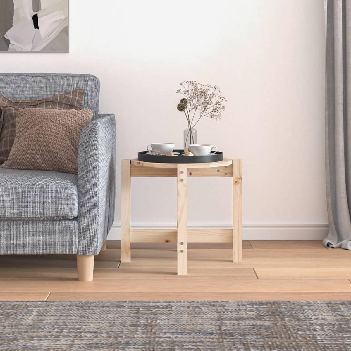 COUCHTISCH Ø 52,5x45 cm Massivholz Kiefer - Braun, Holz (52.5/52.5/45cm) - furnicato