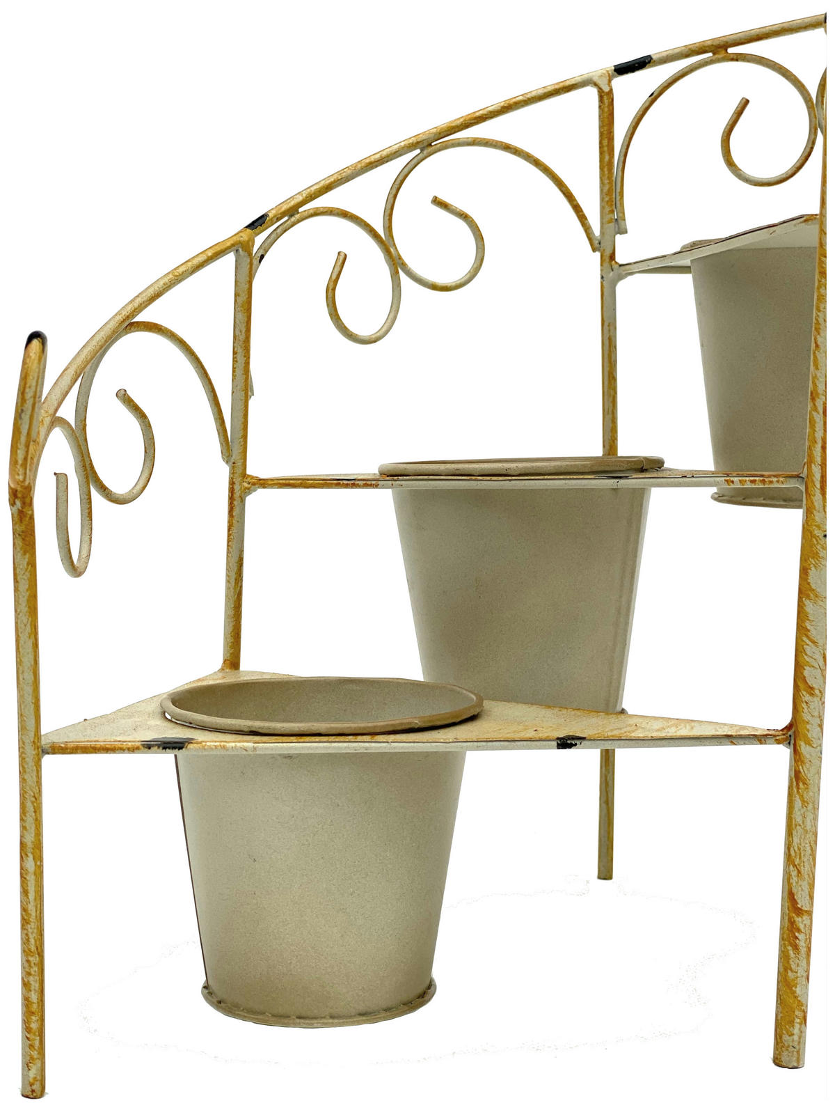 BLUMENTREPPE Metall 38 cm Blumenständer mit 3 Töpfe Gelb - Gelb, Metall (33/38/21cm) - DanDiBo