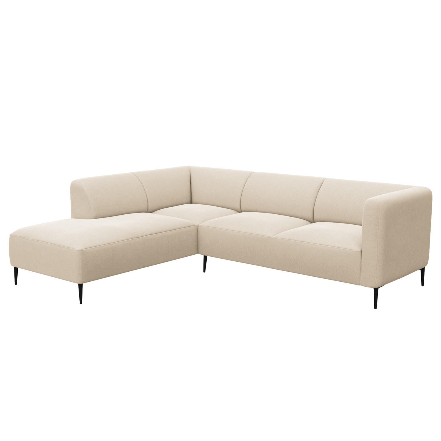 2,5-SITZER ECKSOFA mit Ottomane - Beige/Schwarz, Textil/Metall (252/205cm) - home24
