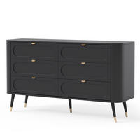 KOMMODE NOIR 138 cm, 6 Schublade(n) Schwarz - Goldfarben/Schwarz, Holzwerkstoff/Metall (138/79.7/40cm) - Idohome