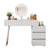 SCHMINKTISCH WEISS mit LED-Spiegel und 5 Schubladen 100x40x127 cm - Weiß, Holzwerkstoff (40/127/100cm) - Bomclap