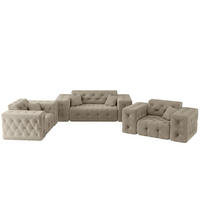 SOFASET Chantal In Moly - Beige, Holzwerkstoff/Textil (186/78/96cm) - Fun Möbel