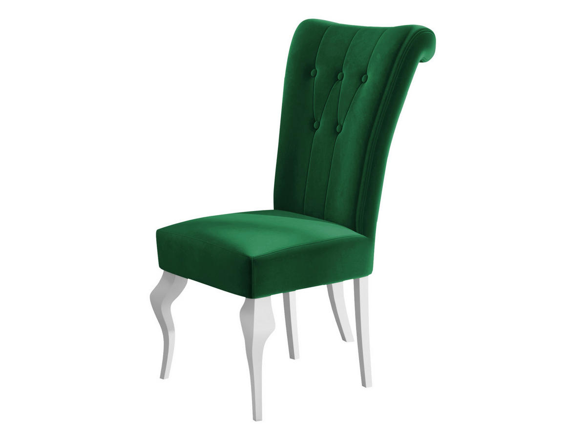 POLSTERSTUHL Frigene 01 - Smaragdgrün/Weiß, Holz/Textil (52/100/70cm) - MIRJAN24