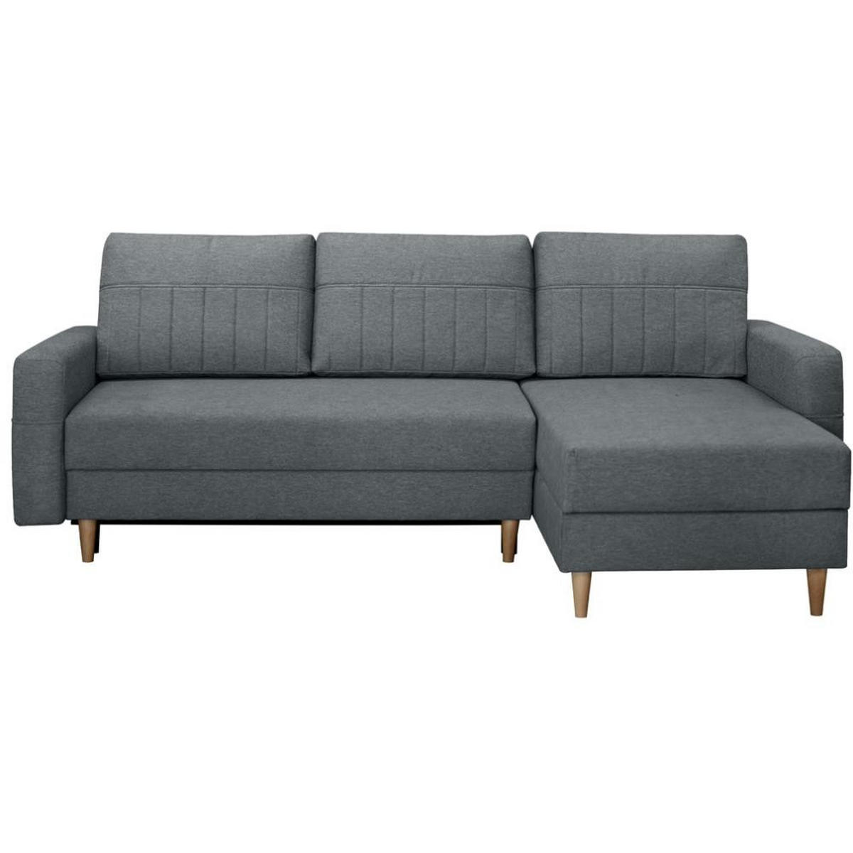 ECKSCHLAFSOFA Vega mit Universelle Ottomane Grau - Grau, Textil (225/150cm) - Beautysofa