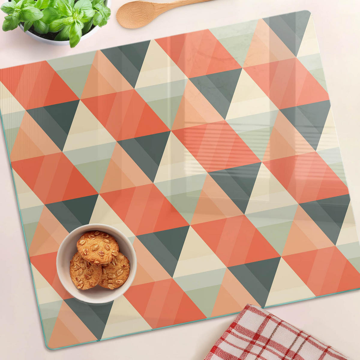 GLASPLATTE 60x52 cm Geometrische Figuren - Multicolor, Glas (60/0.4/52cm) - TULUP