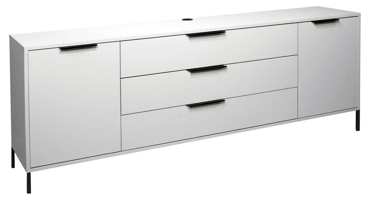 LOWBOARD Erna 216x45x82 Kreidegrau matt Lack - Hellgrau, Holzwerkstoff (216/82/45cm) - 58aufmkessel