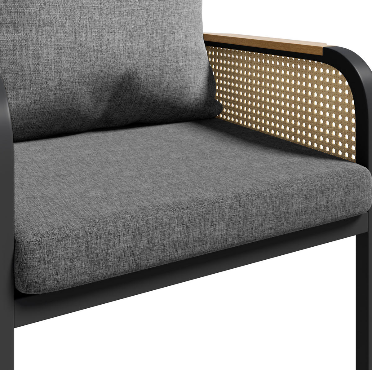 GARTENSETS aus Eisen & Polyester 148x80x75cm Schwarz & Natur - Naturfarben, Metall - Modfu
